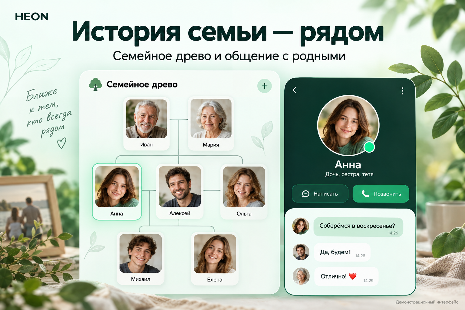 Рекламная иллюстрация семейного древа в HEON